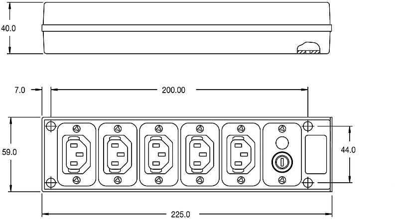 Arlin 4740 IEC Outlet Board Power Distribution Unit Dimensions