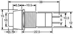 Arlin dimension drawing of PB303 series pushbutton switch